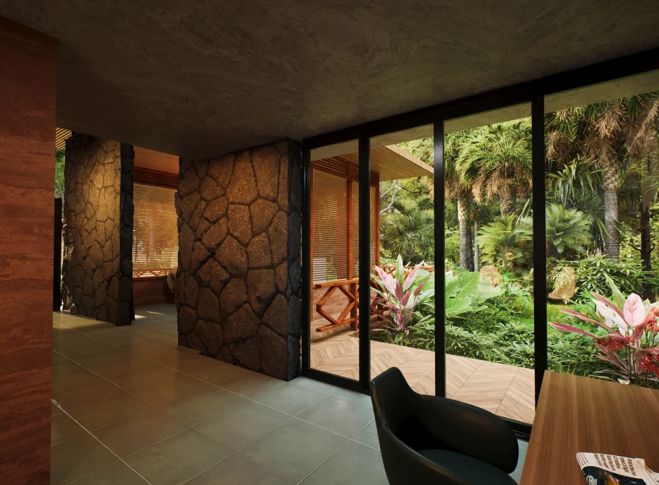 Study space looking out to the forest
