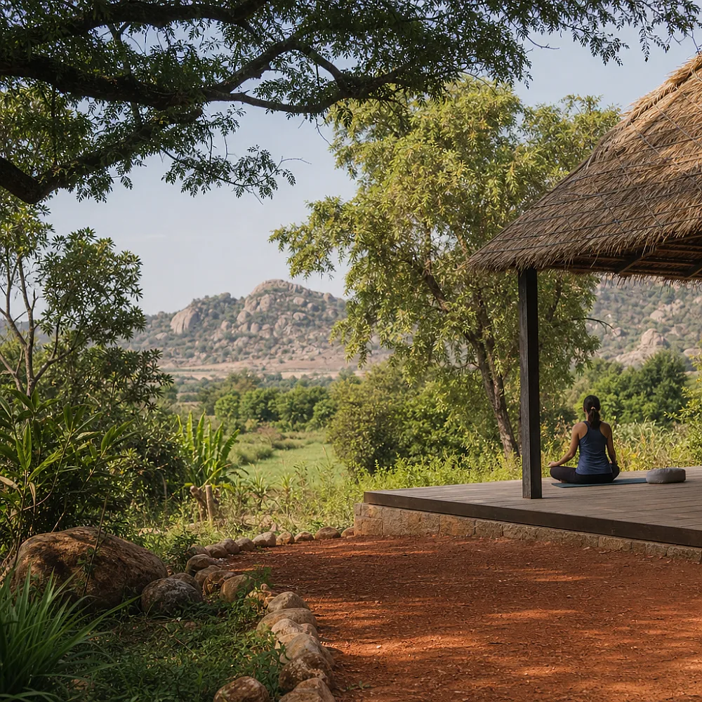 The meditation deck — Vanam, Makalanda, Kanakapura